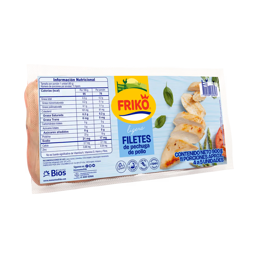 Filete de Pechuga de Pollo 900g Línea Ligera Friko - Alto en proteínas, bajo en grasa