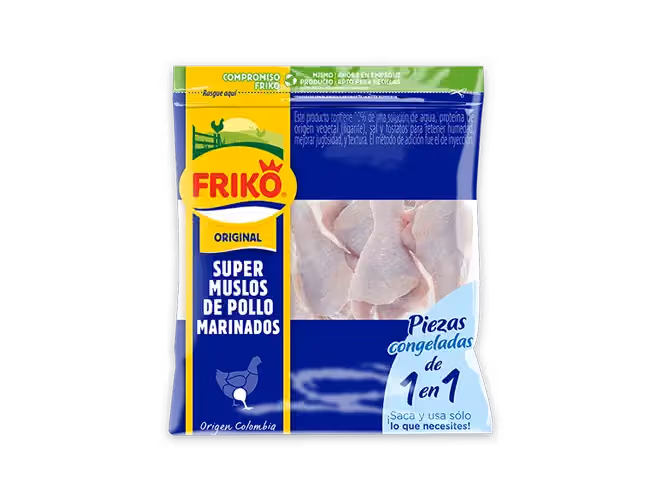 Súper Muslos de pollo marinados Friko - Línea Original, jugosos y sabrosos