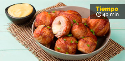 Bombas de pollo, queso y tocineta