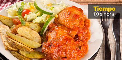 Contramuslos con una deliciosa salsa criolla 