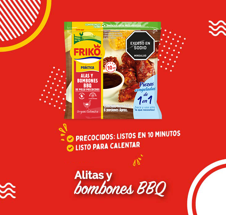 Alitas y Bombones de pollo Precocidos BBQ