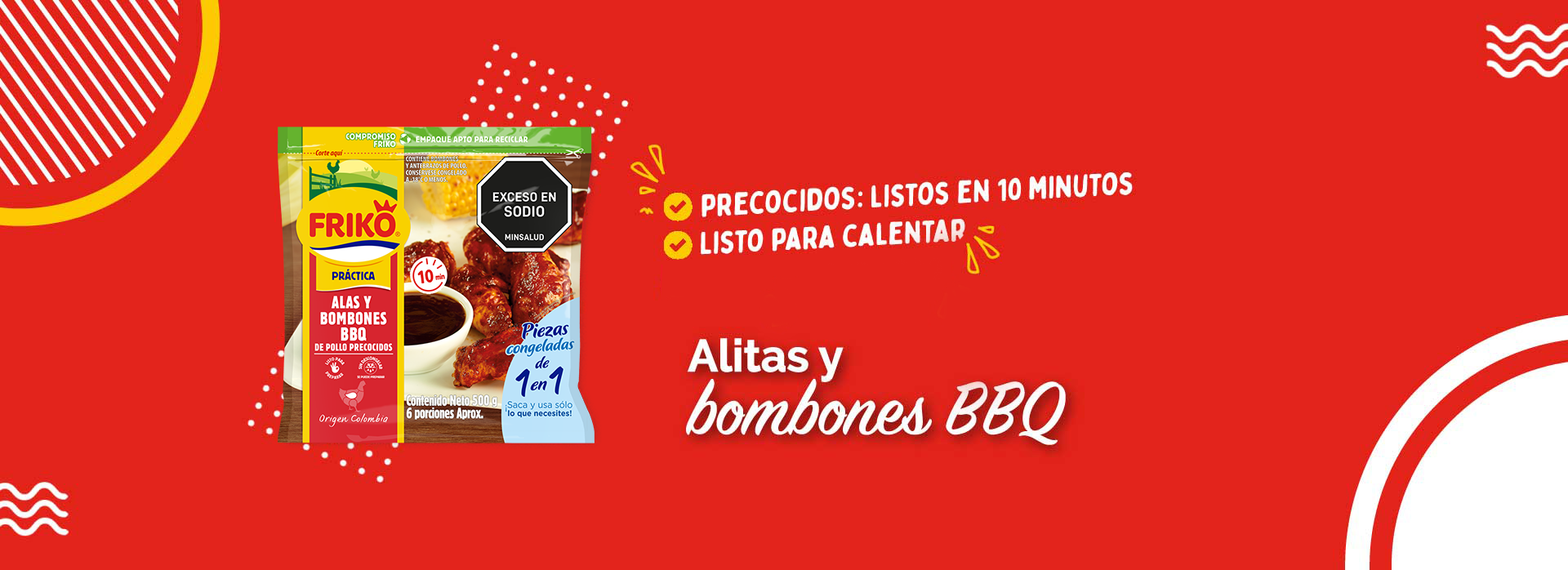 Alitas y Bombones de pollo Precocidos BBQ